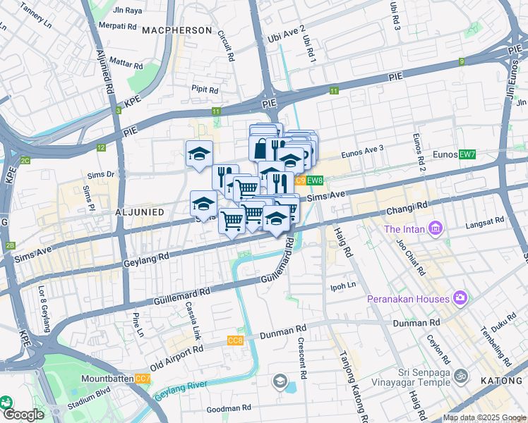 map of restaurants, bars, coffee shops, grocery stores, and more near in Singapore