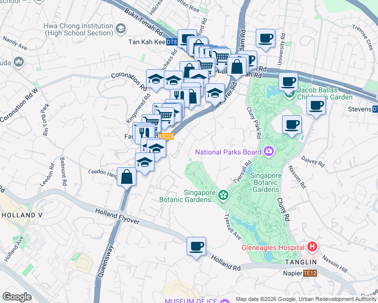 map of restaurants, bars, coffee shops, grocery stores, and more near in Singapore