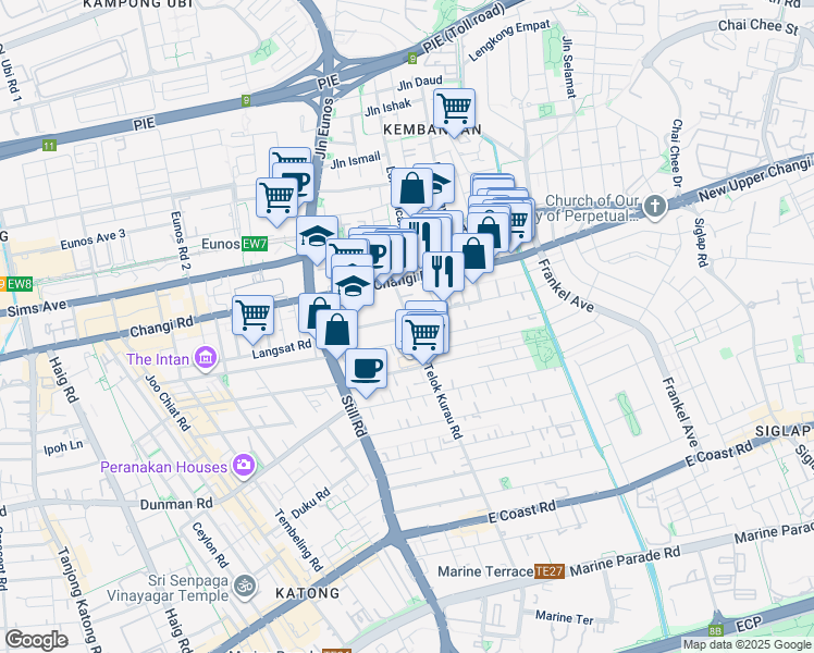 map of restaurants, bars, coffee shops, grocery stores, and more near in Singapore