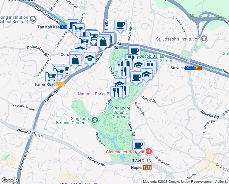 map of restaurants, bars, coffee shops, grocery stores, and more near in Singapore