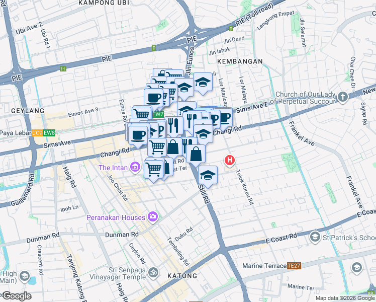 map of restaurants, bars, coffee shops, grocery stores, and more near in Singapore