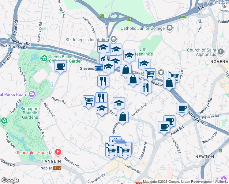 map of restaurants, bars, coffee shops, grocery stores, and more near in Singapore
