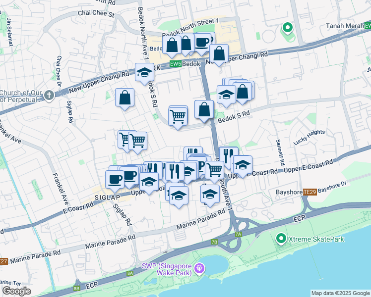 map of restaurants, bars, coffee shops, grocery stores, and more near in Singapore