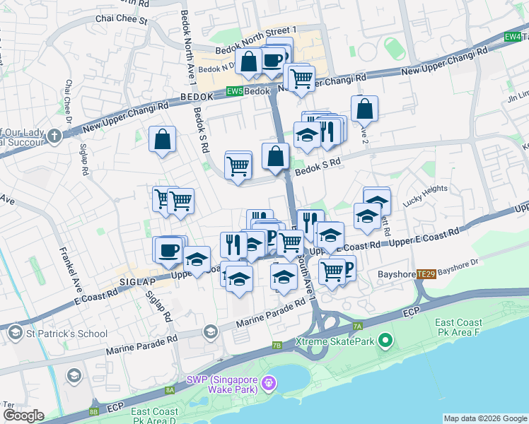 map of restaurants, bars, coffee shops, grocery stores, and more near in Singapore