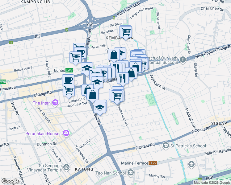map of restaurants, bars, coffee shops, grocery stores, and more near in Singapore
