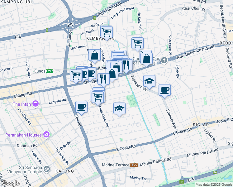 map of restaurants, bars, coffee shops, grocery stores, and more near in Singapore