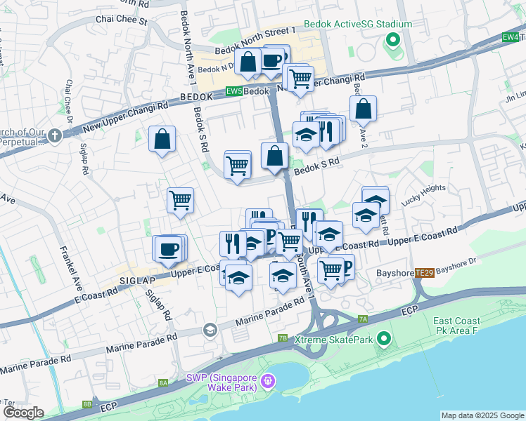 map of restaurants, bars, coffee shops, grocery stores, and more near in Singapore
