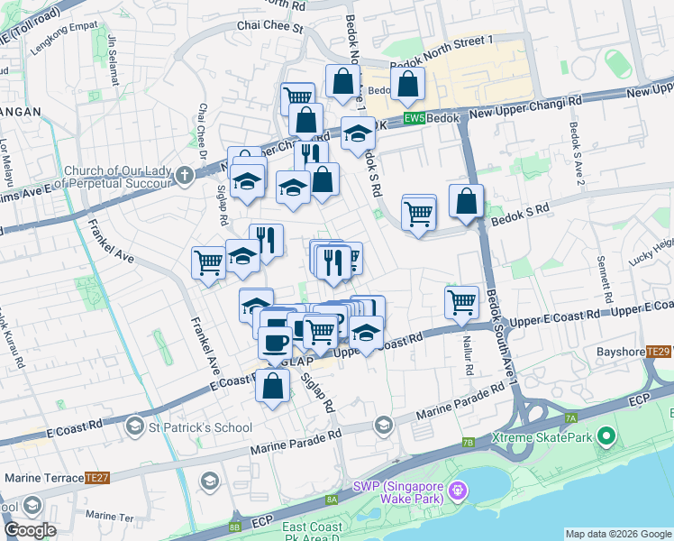 map of restaurants, bars, coffee shops, grocery stores, and more near in Singapore