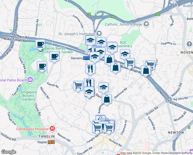 map of restaurants, bars, coffee shops, grocery stores, and more near in Singapore