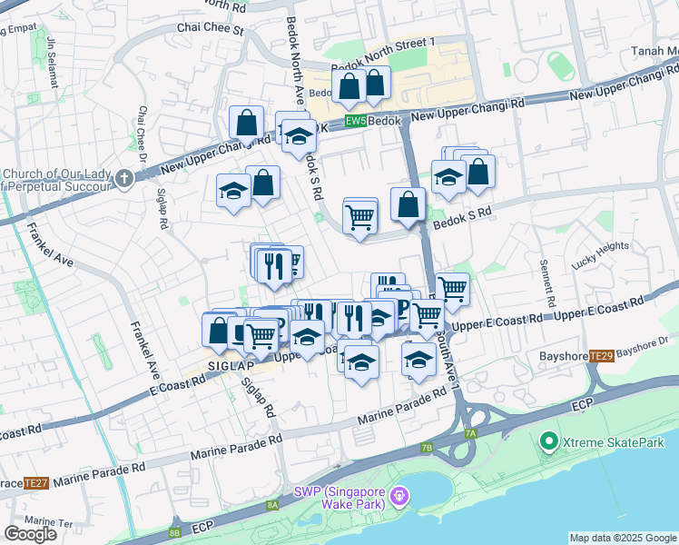 map of restaurants, bars, coffee shops, grocery stores, and more near in Singapore