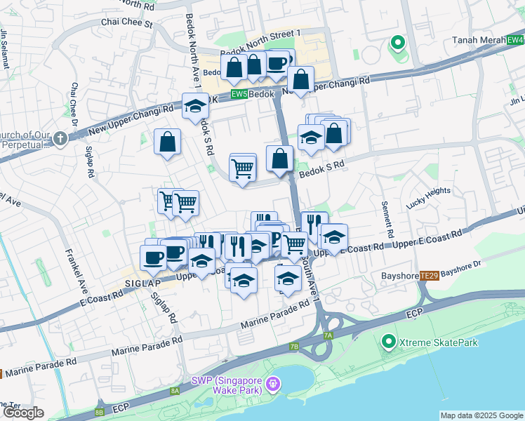 map of restaurants, bars, coffee shops, grocery stores, and more near in Singapore