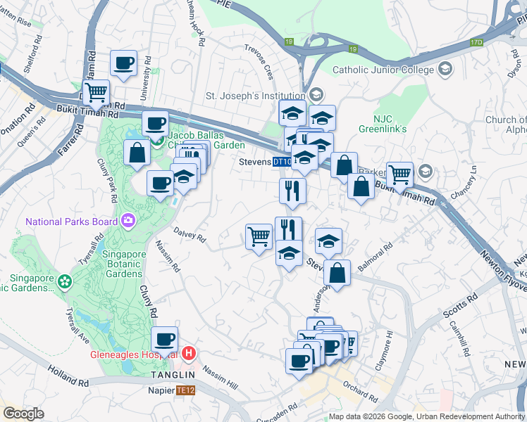map of restaurants, bars, coffee shops, grocery stores, and more near in Singapore