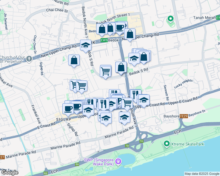 map of restaurants, bars, coffee shops, grocery stores, and more near in Singapore
