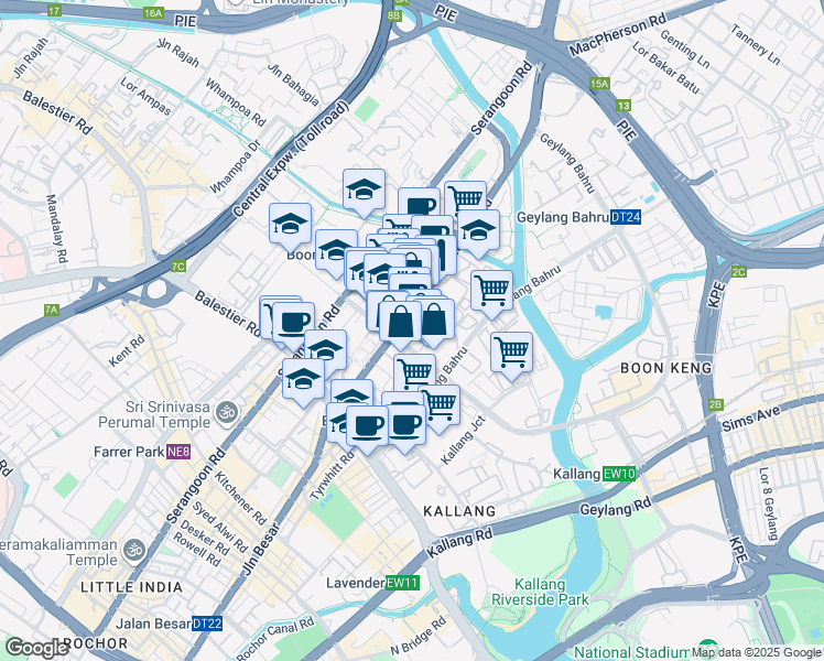 map of restaurants, bars, coffee shops, grocery stores, and more near in Singapore