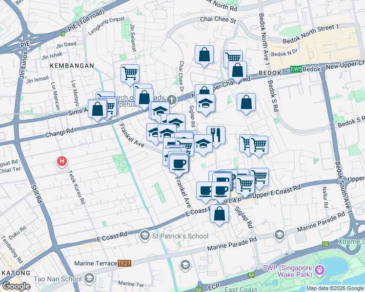 map of restaurants, bars, coffee shops, grocery stores, and more near in Singapore