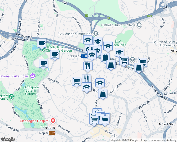 map of restaurants, bars, coffee shops, grocery stores, and more near in Singapore