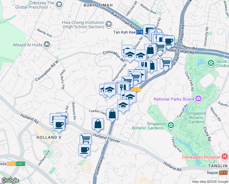map of restaurants, bars, coffee shops, grocery stores, and more near in Singapore