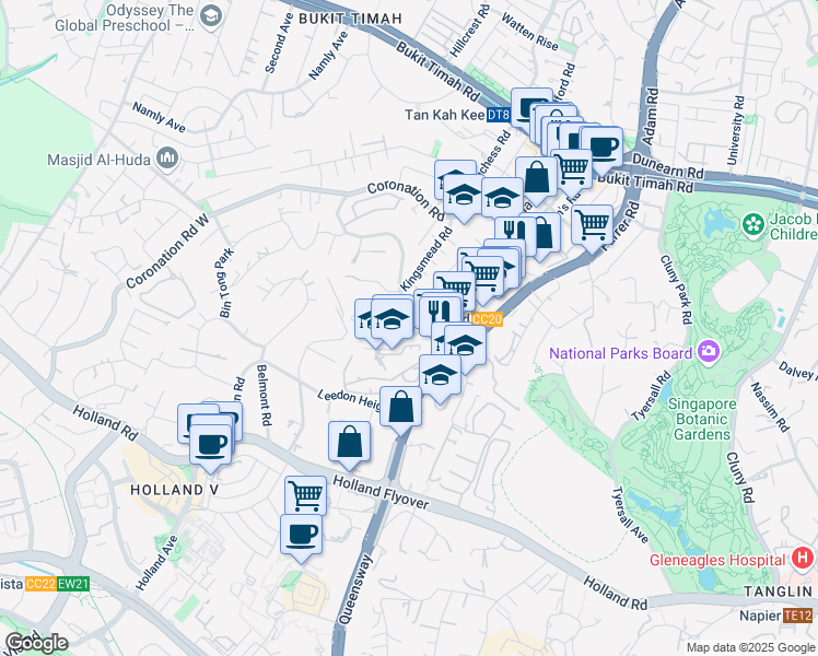 map of restaurants, bars, coffee shops, grocery stores, and more near in Singapore