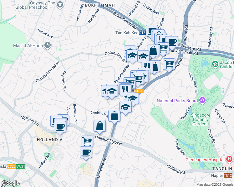 map of restaurants, bars, coffee shops, grocery stores, and more near in Singapore