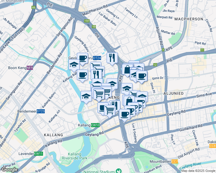 map of restaurants, bars, coffee shops, grocery stores, and more near in Singapore