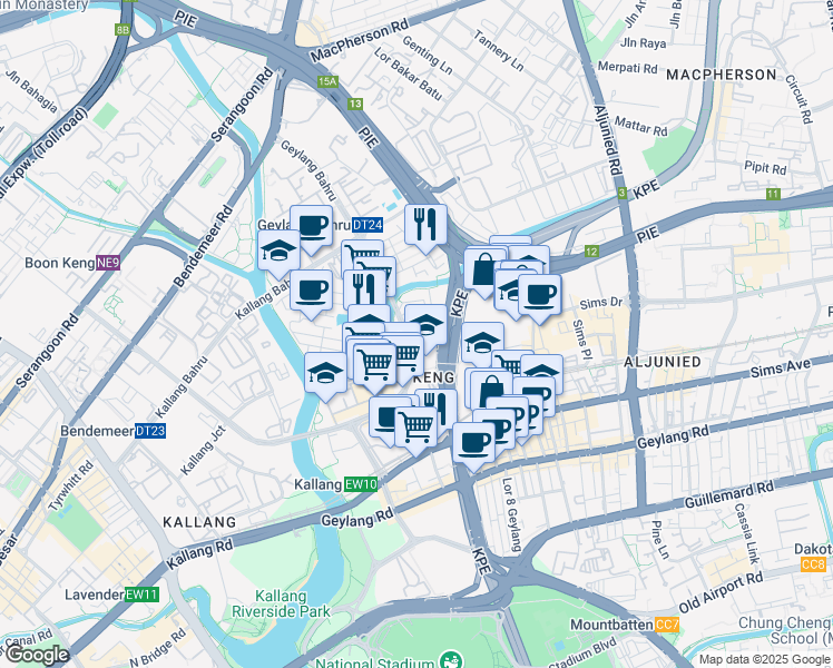 map of restaurants, bars, coffee shops, grocery stores, and more near in Singapore