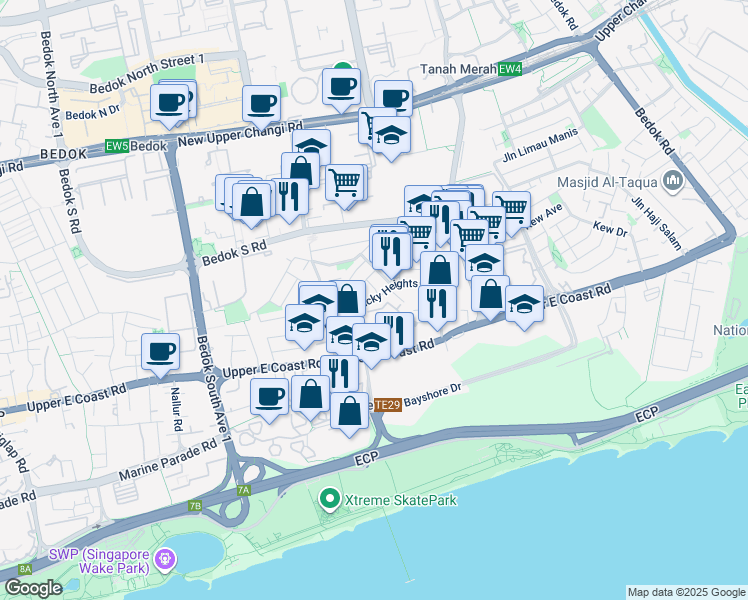 map of restaurants, bars, coffee shops, grocery stores, and more near in Singapore