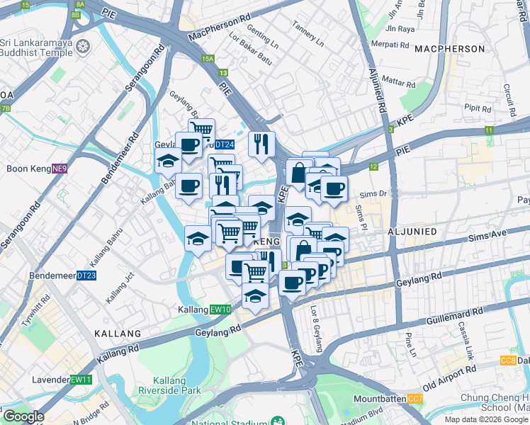 map of restaurants, bars, coffee shops, grocery stores, and more near in Singapore