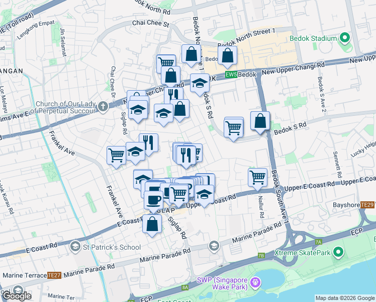 map of restaurants, bars, coffee shops, grocery stores, and more near in Singapore