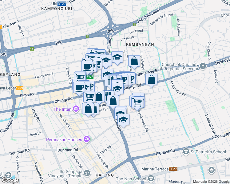 map of restaurants, bars, coffee shops, grocery stores, and more near in Singapore