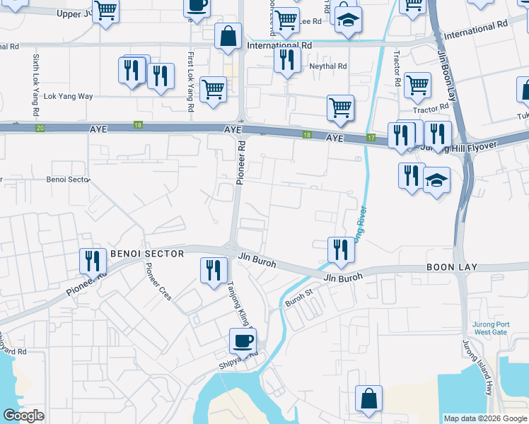map of restaurants, bars, coffee shops, grocery stores, and more near in Singapore