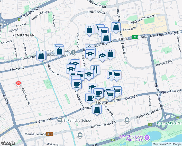 map of restaurants, bars, coffee shops, grocery stores, and more near in Singapore