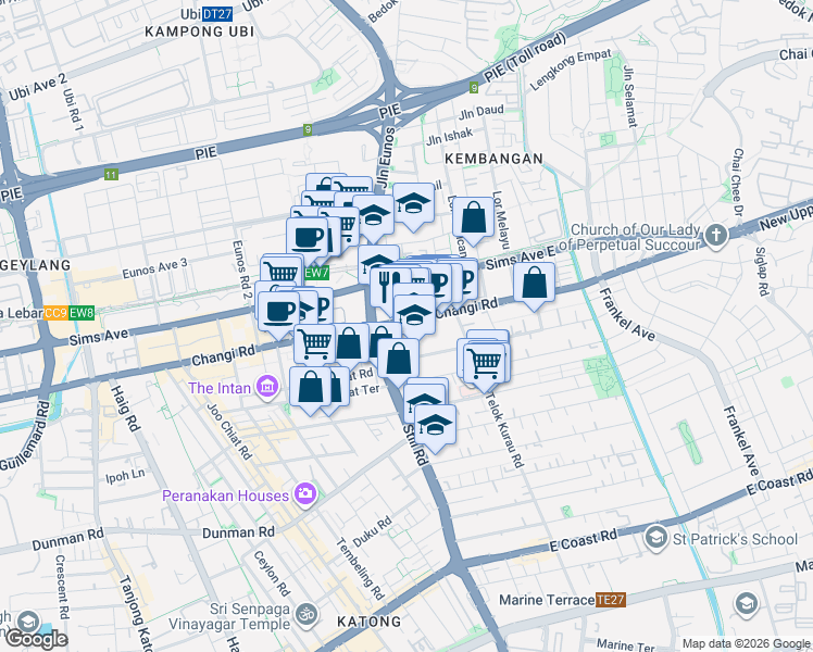 map of restaurants, bars, coffee shops, grocery stores, and more near in Singapore