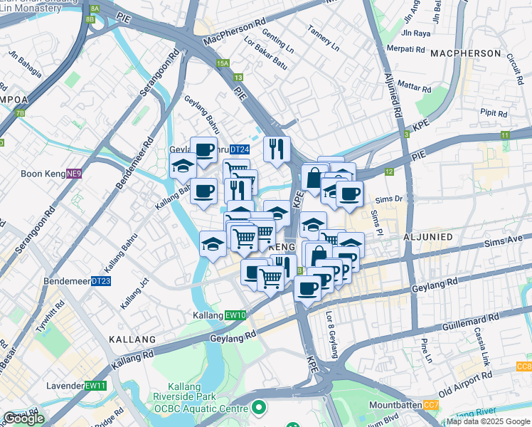 map of restaurants, bars, coffee shops, grocery stores, and more near in Singapore