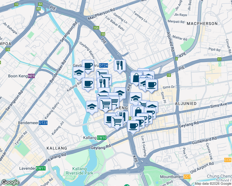 map of restaurants, bars, coffee shops, grocery stores, and more near in Singapore
