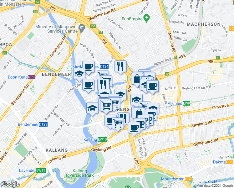 map of restaurants, bars, coffee shops, grocery stores, and more near in Singapore