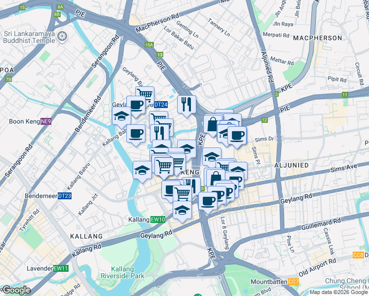 map of restaurants, bars, coffee shops, grocery stores, and more near in Singapore