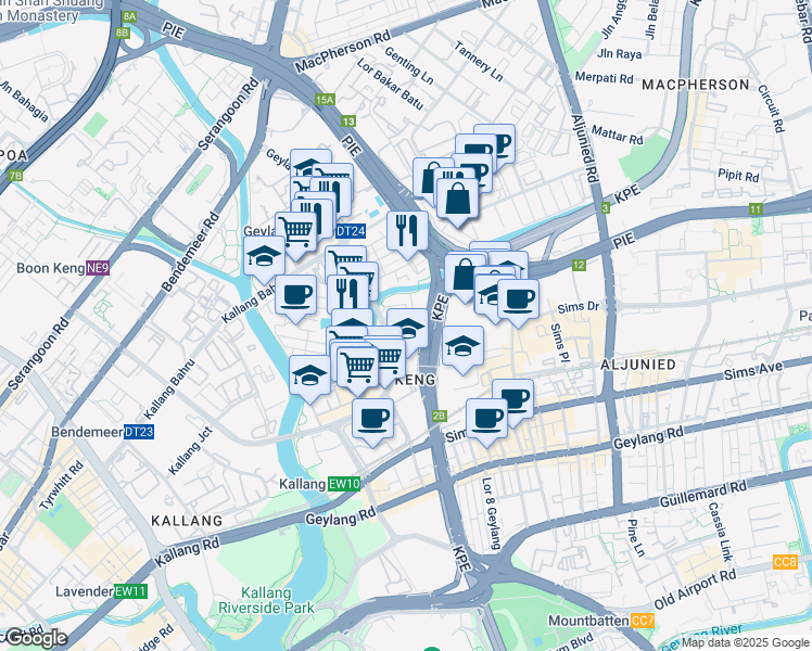 map of restaurants, bars, coffee shops, grocery stores, and more near in Singapore