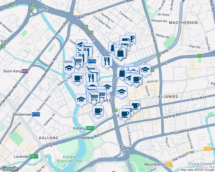 map of restaurants, bars, coffee shops, grocery stores, and more near in Singapore