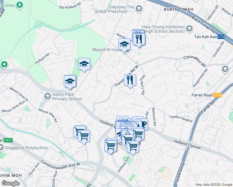 map of restaurants, bars, coffee shops, grocery stores, and more near in Singapore