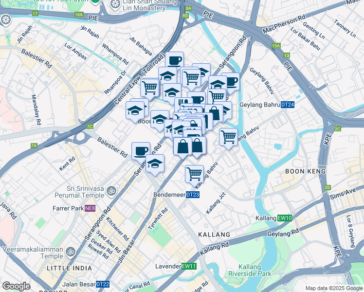 map of restaurants, bars, coffee shops, grocery stores, and more near in Singapore
