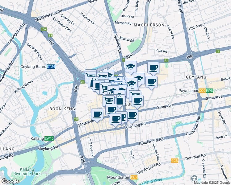 map of restaurants, bars, coffee shops, grocery stores, and more near in Singapore