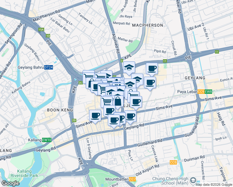 map of restaurants, bars, coffee shops, grocery stores, and more near in Singapore