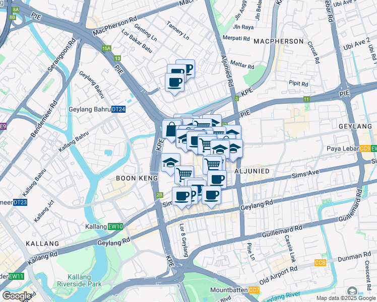 map of restaurants, bars, coffee shops, grocery stores, and more near in Singapore