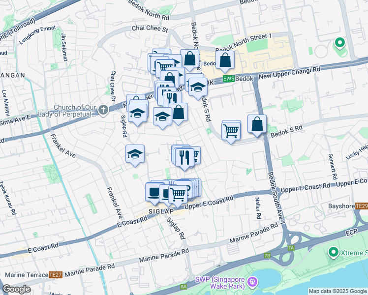 map of restaurants, bars, coffee shops, grocery stores, and more near in Singapore