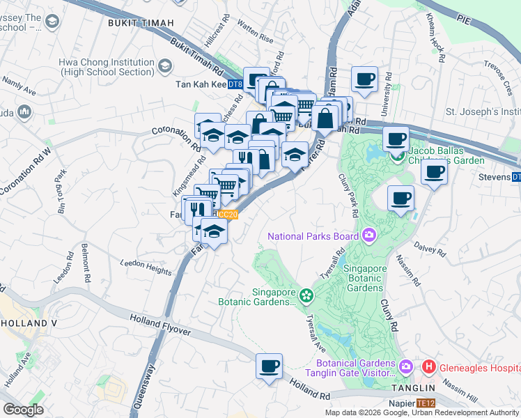 map of restaurants, bars, coffee shops, grocery stores, and more near in Singapore