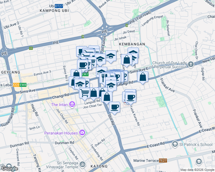 map of restaurants, bars, coffee shops, grocery stores, and more near in Singapore