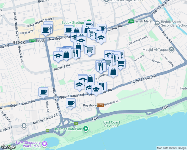 map of restaurants, bars, coffee shops, grocery stores, and more near in Singapore