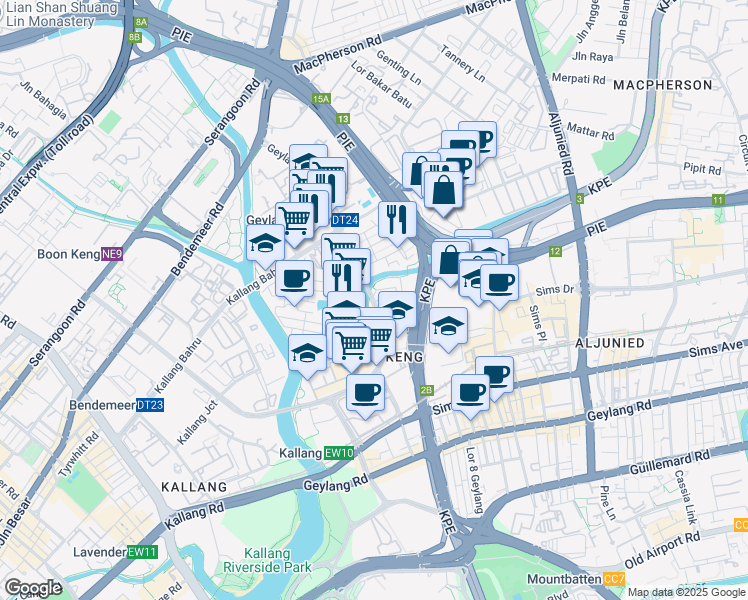 map of restaurants, bars, coffee shops, grocery stores, and more near in Singapore