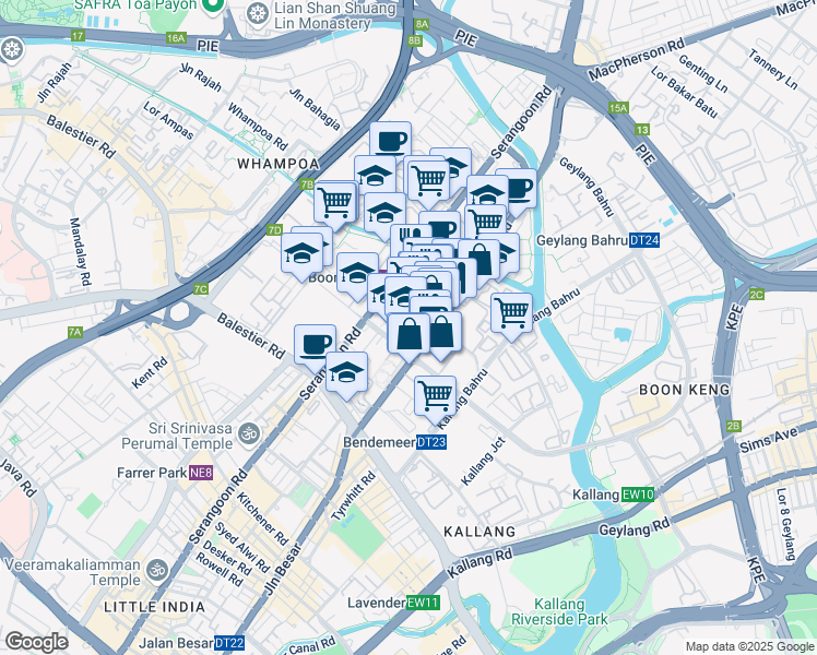 map of restaurants, bars, coffee shops, grocery stores, and more near in Singapore