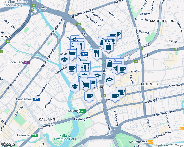map of restaurants, bars, coffee shops, grocery stores, and more near in Singapore